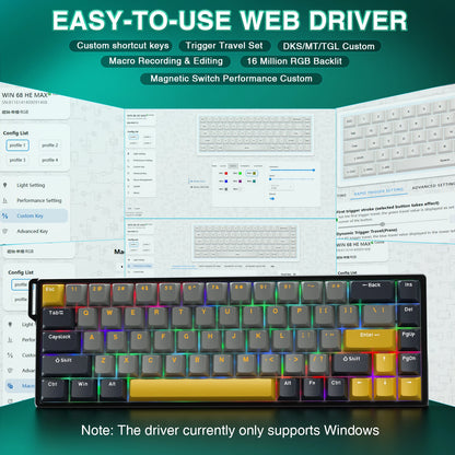 Teclado Gamer AULA WIN68HE RGB | Switch Magnético | Rapid Trigger | 8K Polling Rate
