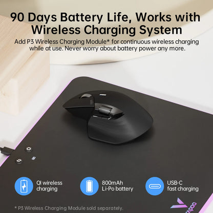 Mouse Ergonômico Rapoo MT760 Wireless Bluetooth Multi Dispositivos Recarregável