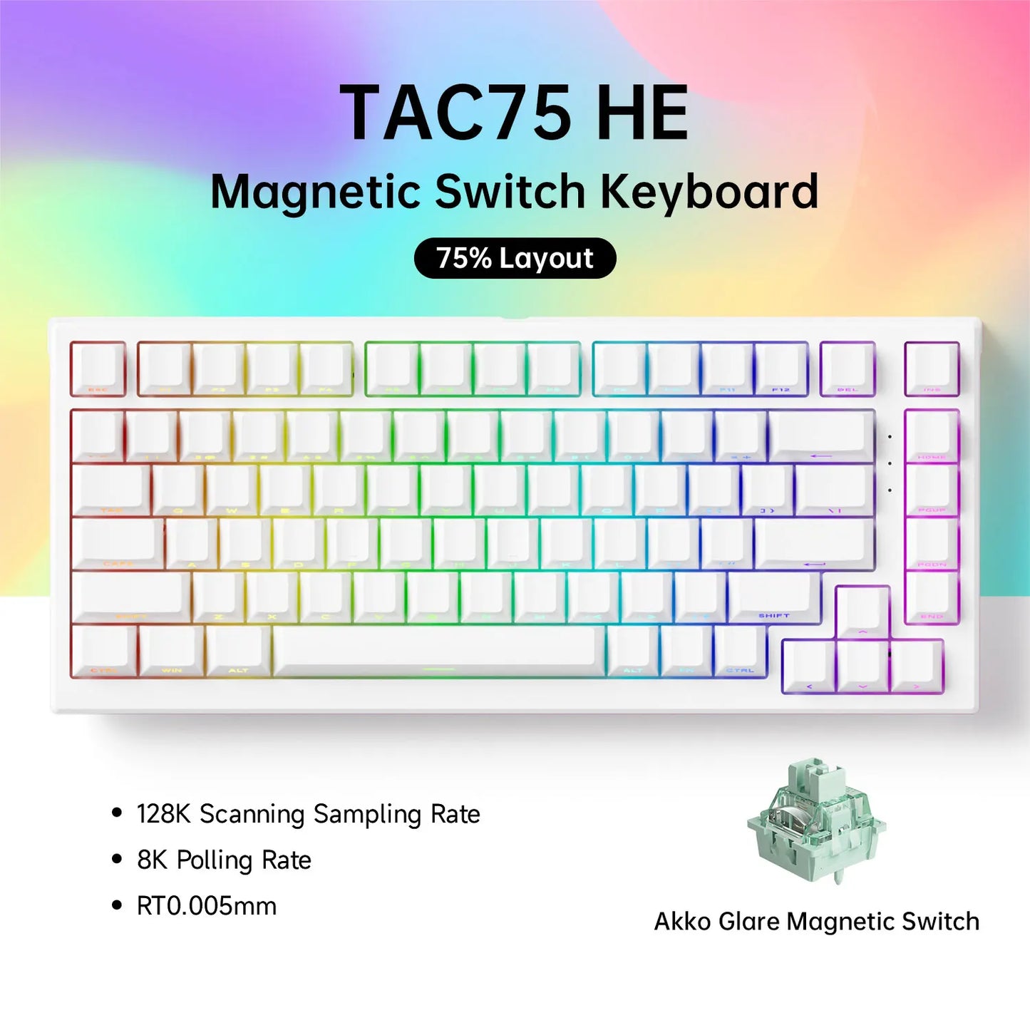 Teclado Gamer Akko TAC75 HE RGB 75% | Hall Effect | Rapid Trigger | Hot Swap