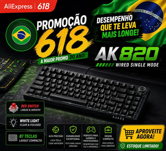 Teclado Mecânico Ajazz AK820 Pro RGB Wireless | Bluetooth | Layout 75% | Hot Swap