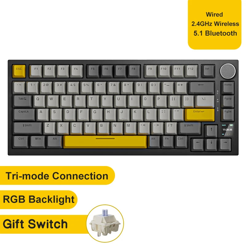 Teclado Mecânico Ajazz AK820 Pro RGB Wireless | Bluetooth | Layout 75% | Hot Swap