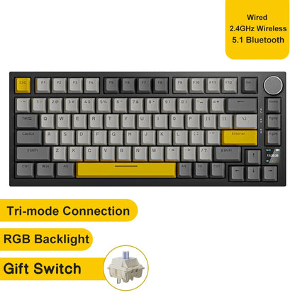 Teclado Mecânico Ajazz AK820 Pro RGB Wireless | Bluetooth | Layout 75% | Hot Swap