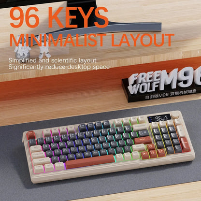 Kit Gamer FreeWolf M96 RGB | Teclado e Mouse Sem Fio Recarregáveis