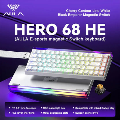 Teclado Gamer AULA HERO 68HE RGB | Hall Effect | Rapid Trigger | Alta Performance