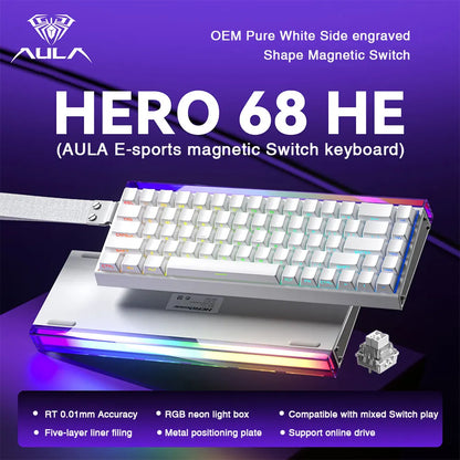 Teclado Gamer AULA HERO 68HE RGB | Hall Effect | Rapid Trigger | Alta Performance
