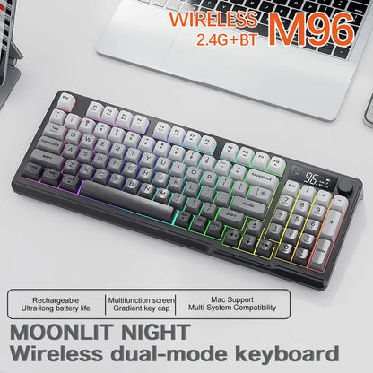 Kit Gamer FreeWolf M96 RGB | Teclado e Mouse Sem Fio Recarregáveis