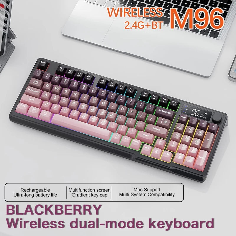 Kit Gamer FreeWolf M96 RGB | Teclado e Mouse Sem Fio Recarregáveis
