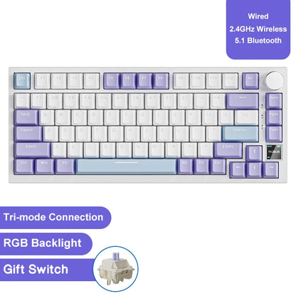 Teclado Mecânico Ajazz AK820 Pro RGB Wireless | Bluetooth | Layout 75% | Hot Swap