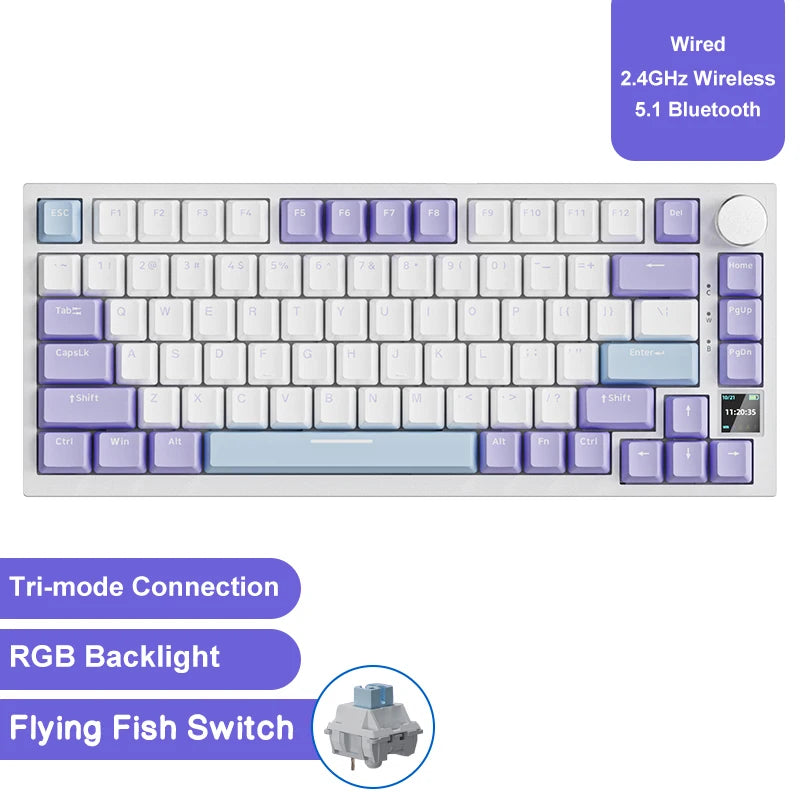 Teclado Mecânico Ajazz AK820 Pro RGB Wireless | Bluetooth | Layout 75% | Hot Swap