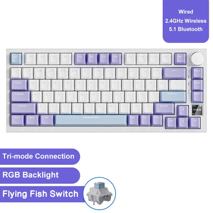 Teclado Mecânico Ajazz AK820 Pro RGB Wireless | Bluetooth | Layout 75% | Hot Swap