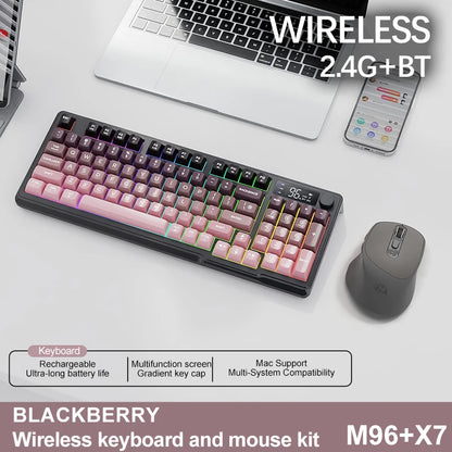 Kit Gamer FreeWolf M96 RGB | Teclado e Mouse Sem Fio Recarregáveis