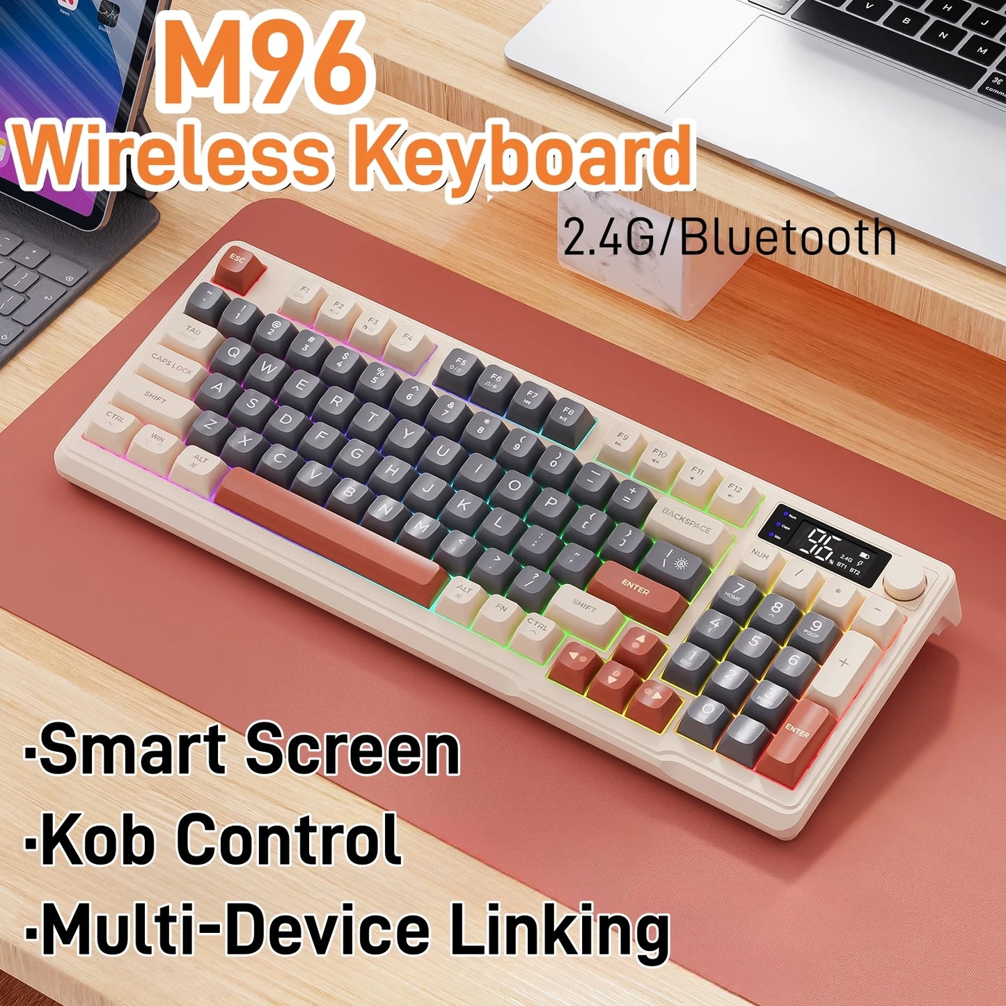 Kit Gamer FreeWolf M96 RGB | Teclado e Mouse Sem Fio Recarregáveis