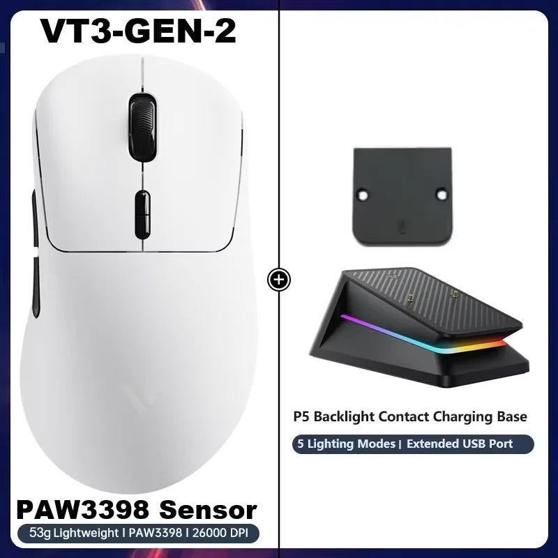 Mouse Gamer Rapoo VT3 Pro Wireless | Sensor de Alta Precisão | Bluetooth + 2.4GHz