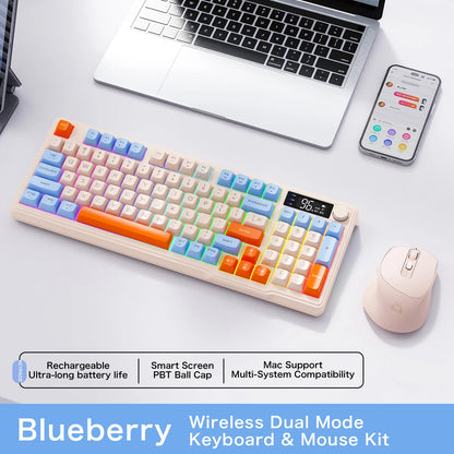 Kit Gamer FreeWolf M96 RGB | Teclado e Mouse Sem Fio Recarregáveis