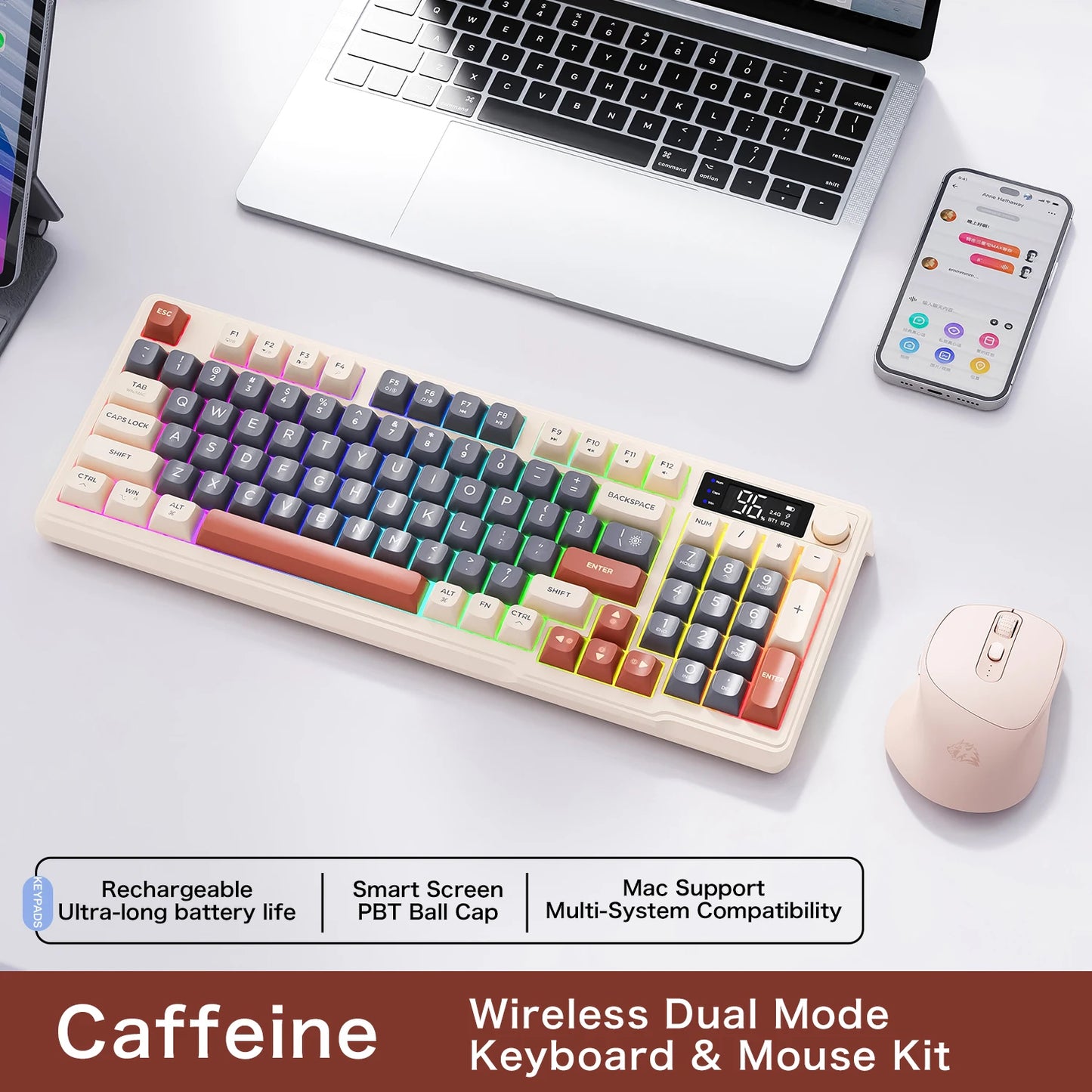 Kit Gamer FreeWolf M96 RGB | Teclado e Mouse Sem Fio Recarregáveis