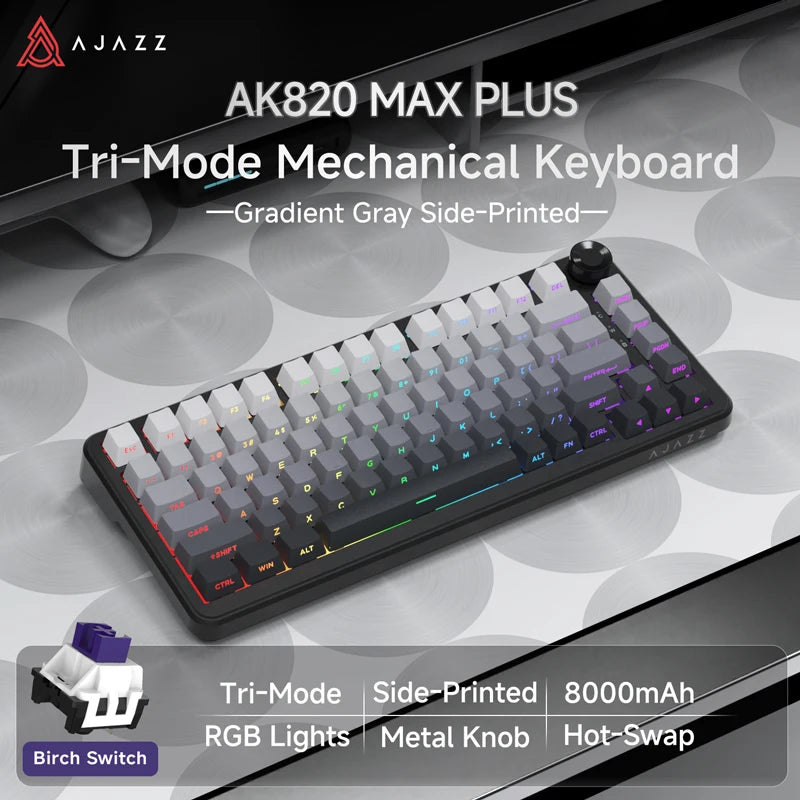 Teclado Mecânico Ajazz AK820 Pro RGB Wireless | Bluetooth | Layout 75% | Hot Swap
